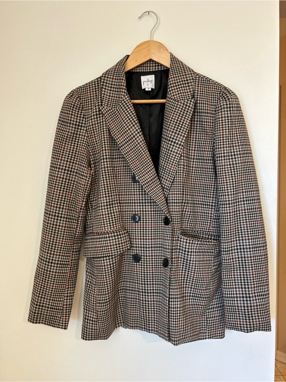 Polly plaid Double-Breasted Blazer in Brown/Black